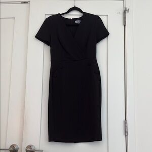 Calvin Klein Black Sheath Midi Dress V-Neck